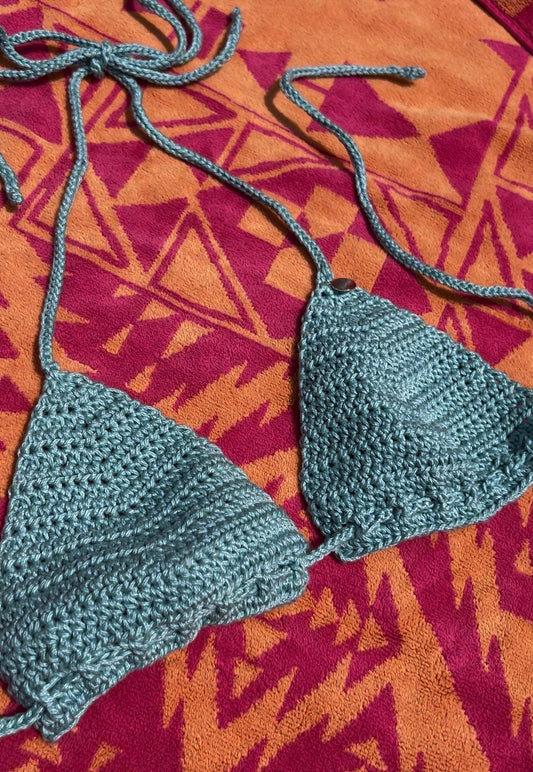 Shoreline Chic Crochet Bikini Top - Succulent